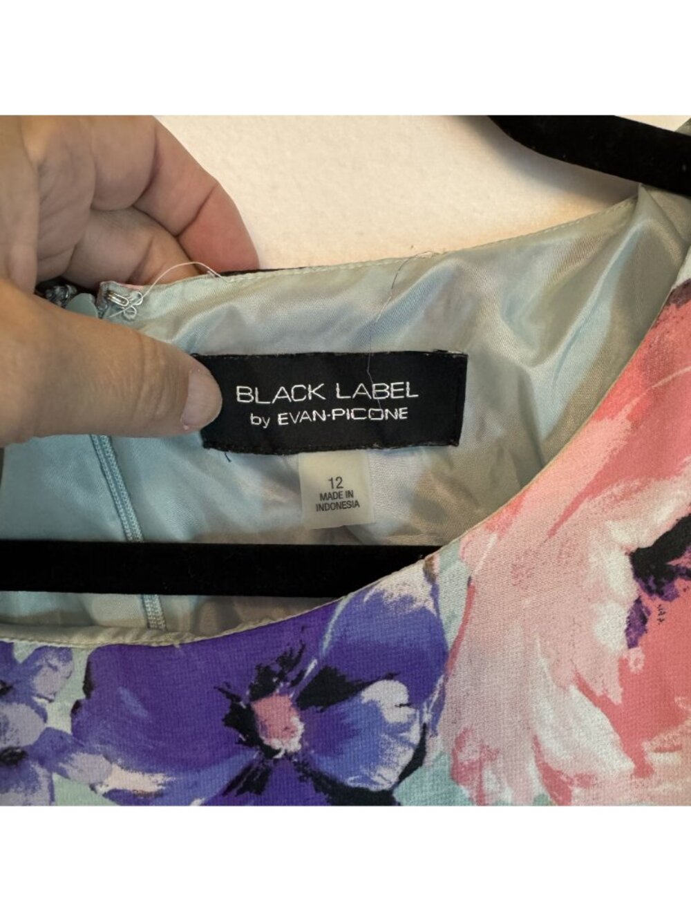Black Label Evan-Picone Sleeveless Fit & Flare Dress Watercolor-Style Floral 12 - Picture 6 of 13